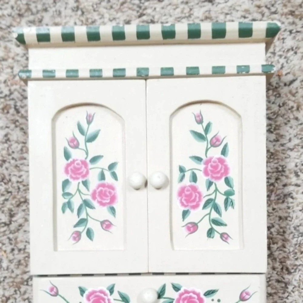 Floral jewelry armoire cottage shabby chic jewelry box